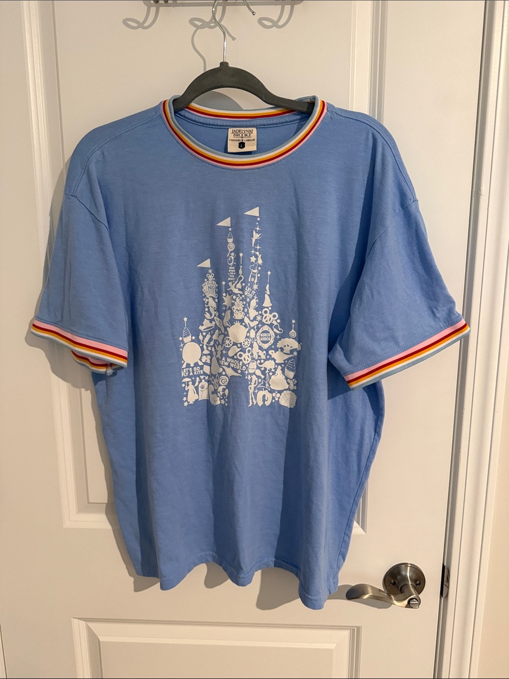 Jadelynn Brooke- Light Blue Disney Graphic Tee with Striped Trim